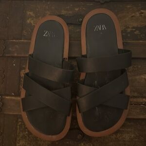 Sandals Zara black leather